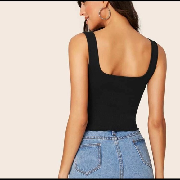 Black lettuce tank top - Picture 2 of 2